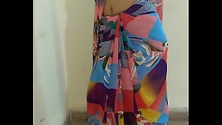 Indian desi wife removing sari and fingering pussy till orgasm with moaning