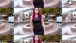 Red haired German slut in black nylons during a fuck Date