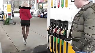 German blonde teen bitch pick up at gas station and fuck