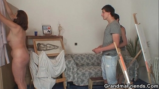 Granny satisfies 2 young painters