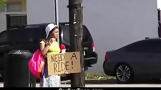 Hitchhiking legal age teenager honey receives a fat horseshit Ten