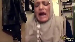 hijabi damsel spanked made-up ass fucking increased by spraying