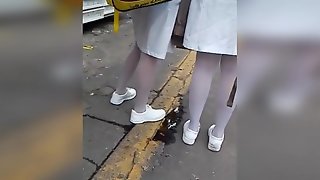 enfermera estudiante hermosas piernas