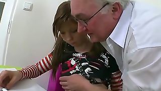 Perfect young college girl is touched and fucked by her old teacher